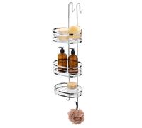 Livivo Over Shower Door Hanging Rack Chrome 3 Tier Bathroom Caddy Storage Organiser No Drill Shower Shelf In Metallic Silver Metallic Silver