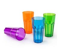 Livivo Plastic Tumblers Set Of 4 600Ml Multicolour Reusable Cups Bpa Free Stackable Drinking Cups For Picnic