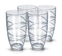 Livivo Plastic Tumblers Set Of 4 600Ml Reusable Cups Clear Swirl Design Bpa Free Drinking Cups For Picnic Camping