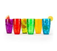 LIVIVO Set of 6 Multicolour Plastic Tumblers - 600ml Acrylic Plastic Glasses Reusable, Stackable Design, BPA Free Plastic Tumblers for Adults & Kids, Reusable Plastic Cups for Outdoor Picnic Drinking