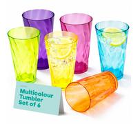 Livivo Set Of 6 Plastic Tumblers 600Ml Reusable Acrylic Drinking Cups