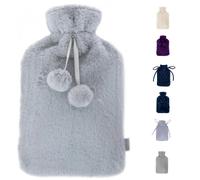 Livivo Hot Water Bottle 2L - Thermoplastic, Removable Washable Cover, Leakproof Screw Cap, Grey
