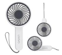 LIVIVO Portable Handheld Fan - USB-C Rechargeable Personal Fan with 3 Speed Settings - 1200mAh Battery Mini Hand Fan, Foldable Hanging & Desk Fan with Lanyard - Mini Fan for Travel, Home, Work - White