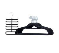 LIVIVO Premium Velvet Hangers Pack of 50 Non-Slip Flocked Velvet Coat and Clothes Hangers With Trouser Bar and Tie or Scarf Notch (Black/Chrome)