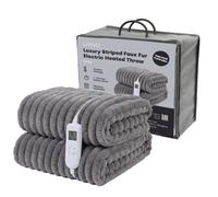 Livivo Luxury Electric Heated Throw Ribbed Faux Fur 10 Heat Settings Timer Grey