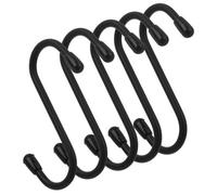 LIVIVO 5pc Hanging Storage S Hooks for Rail Saucepan Holder Shelf Dish Drain Tray Plates Bowl Tumbler Glasses Utensil Cutlery Knives Pots Paper Towel Coats Jackets Clothes (5pc S Hooks, Black)