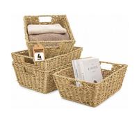 Livivo Seagrass Storage Baskets Set Of 4 Natural Woven Hampers With Handles Multipurpose Home Organiser