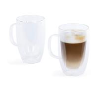 LIVIVO Set of 2 Double Wall 'Twist' Coffee Mugs - Insulated Double Layer Glass Keeps Your Drink Hot or Cold for Longer and Unique 'Twist' Design is Stylish and Practical (with Handle)