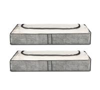 Livivo Set Of 2 Grey Linen Underbed Storage Bags With Window
