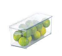 LIVIVO Set of 2 Refrigerator Storage Organiser Multipurpose Clear Containers Stackable Perfect For Fridge Kitchen Countertop Cupboard Bathroom Makeup Cosmetics Under Sink Home