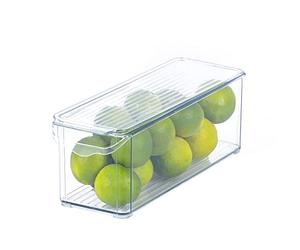 LIVIVO Set of 2 Refrigerator Storage Organiser Multipurpose Clear Containers Stackable Perfect For Fridge Kitchen Countertop Cupboard Bathroom Makeup Cosmetics Under Sink Home