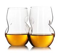 LIVIVO Set of 2 Signature Glasses with Twisted Easy-Grip Design in Presentation Box - Elegant Hand-Blown Crystal Clear Whisky Mixer Ice Tumblers