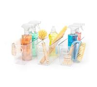 LIVIVO Set of 3 Clear Storage Organisers Stackable Containers Space Saving Trays Multipurpose Perfect for Kitchen Cabinet, Pantry, Fridge, Freezer, Countertop, Bathroom, Bedroom L - (26.5 x 9.7)
