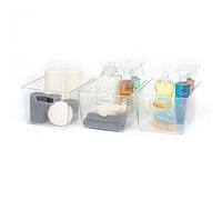 Set of 3 Plastic Storage Tubs with Handles LIVIVO Clear One Size