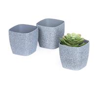 Livivo Set Of 3 Grey Decorative Plastic Plant Pots - 12Cm Grey One Size