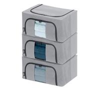 Large Foldable Clothes Storage Boxes - Set of 3 LIVIVO Grey One Size