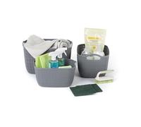 LIVIVO Set of 3 Storage Basket Juti 11L - Stackable BPA Free Multipurpose Organiser Bins For Kitchen, Bathroom, Living Room, Bedroom, Desk, Makeup, Cosmetics, Home & Office (Small)