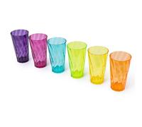 LIVIVO Set of 6 Acrylic Tumblers - 600ml Rainbow-Coloured Reusable Plastic Drinking Glasses - BPA-Free, Unbreakable, Dishwasher Safe Cups for Water, Juice, Cocktails, Outdoor & Party Use