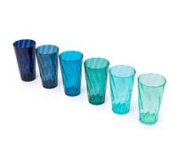 LIVIVO Acrylic Plastic Tumblers - Set of 6 Reusable Drinking Glasses in Coastal Colours, BPA-Free, Dishwasher Safe, 600ml Capacity