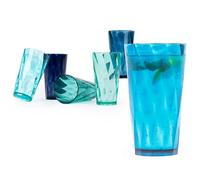 LIVIVO Set of 6 Plastic Tumblers - 600ml Acrylic Plastic Cups Reusable, Stackable Design, BPA Free, Unbreakable Plastic Glasses - Clear Drinking Tumblers Adults and Kids for Picnic, Camping and Party