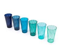 LIVIVO Set of 6 Plastic Tumblers - 600ml Acrylic Plastic Glasses Reusable, Stackable Design, BPA Free Plastic Tumblers for Adults and Kids, Reusable Plastic Cups for Outdoor, Picnic, Camping (Teal)