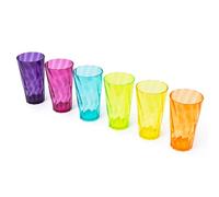 LIVIVO Set of 6 Acrylic Tumblers - 600ml Rainbow-Coloured Reusable Plastic Drinking Glasses - BPA-Free, Unbreakable, Dishwasher Safe Cups for Water, Juice, Cocktails, Outdoor & Party Use