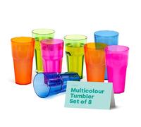 LIVIVO Set of 8 Plastic Tumblers - 600ml Plastic Cups Reusable, Stackable Design, BPA Free, Unbreakable Plastic Glasses - Clear Drinking Tumblers Adults and Kids - Ideal for Picnic, Camping and Party
