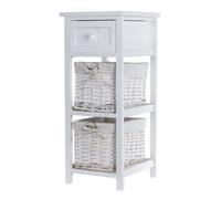 LIVIVO 'Shabby Chic' Wooden Bedside Cabinet - White
