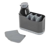 Livivo Black Sink Organiser With Soap Dispenser And Drain Tray