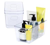 LIVIVO SET OF 3 Clear Storage Organisers Stackable Containers Space Saving Trays Multipurpose Perfect for Kitchen Cabinet, Pantry, Fridge, Freezer, Countertop, Bathroom, Bedroom S - (23.3 x 13.3)