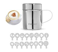 LIVIVO Stainless Steel Chocolate Shaker Duster with 16 Cappuccino Coffee Barista Stencils