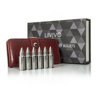Livivo Stainless Steel Drinking Stones - Ice Stones For Drinks, Chilling Cubes For Liquor, Reusable Metal Rocks With Leather Pouch
