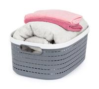 Livivo Storage Basket - Tidy Organiser, Plastic Carry Handles, Easy Storage & Stackable - 14L/grey