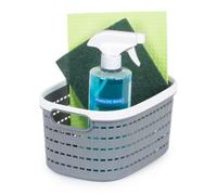 Livivo Storage Basket - Tidy Organiser, Plastic Carry Handles, Easy Storage & Stackable - 5L/grey