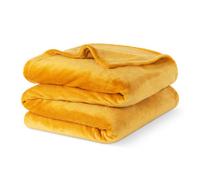 Livivo Super Soft Flannel Fleece Blanket - Double Bed & Couch Throw - Yellow