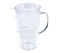 LIVIVO Swirl Design 2L Plastic Pitcher Jug with Lid and Vented Spout - Great for Picnics, BBQ’s, Poolside, Camping, Children’s Parties or Just Everyday Use (Clear)