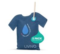 LIVIVO T-Shirt Shaped Hanging Dehumidifier Bags 200g - 2 Pack Reusable Silica Gel Moisture Absorbers with Colour Indicator - Damp Remover for Wardrobe, Home, Cupboards, Car & Caravan