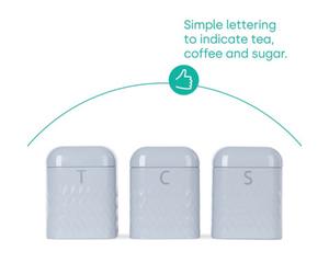 Livivo Taurus Bread Bin And Canister Set Grey 4Pc Kitchen Storage Tea Coffee Sugar Airtight Lids