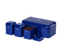 Livivo Taurus Bread Bin And Canister Set Navy 4Pc Kitchen Storage Tea Coffee Sugar Airtight Lids