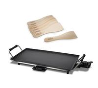 LIVIVO Teppanyaki Grill - Large 2000W Electric Tabletop Griddle with Non-Stick Cooking Surface, Wooden Spatulas & Drip Tray - Japanese Style Hot Plate for Indoor BBQ, Stir Fry, and Healthy Dining