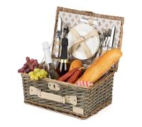 27pc Livivo Picnic Hamper Set | Wicker Picnic Set For Four People