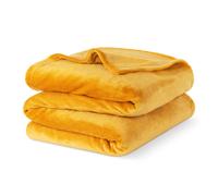 Livivo Single Fleece Blanket In Ochre Colour