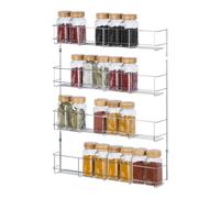 Livivo Wall Mounted Hanging Spice Rack Organiser - 4 Tier In Metallic Silver Metallic Silver One Size