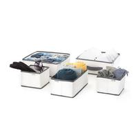 LIVIVO Fabric Drawer Organiser - Set of 5 Drawer Dividers Foldable Box - Wardrobe Storage Organiser for Baby Clothing, Bras, Socks, Underwear Wardrobe Organiser