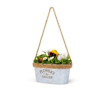 Livivo Zinc Hanging Plant Pot With Hessian Rope Rustic Hanging Planter