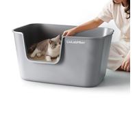 LivLab Mker Extra Large Cat Litter Box - 25" Lx16 Wx13 H Open Top High Sided Pan, XL for Big Cats, Anti-Splashing(Gray)