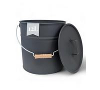 LIVLIG Bucket with Lid 10L, Zinc Hook, Ashbucket with Lid, Metal Bucket, Fireplace Accessories, Tin Bucket, Anthracite