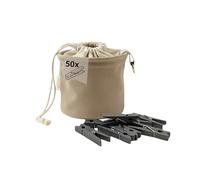 LIVLIG Clothes Peg Bag with 50 Recycled Plastic Pegs Bag for Clothes Pegs, Hanging Peg Basket, Anthracite