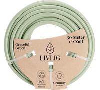 LIVLIG Garden Hose 50m, hosepipes for Garden 1/2 inch Made in Germany, 50m Hose Pipe Made of Recycled PVC, dimensionally Stable, Colour: Green