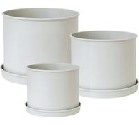 Livlig Planter with Saucer, Set of 3, Metal - Greige